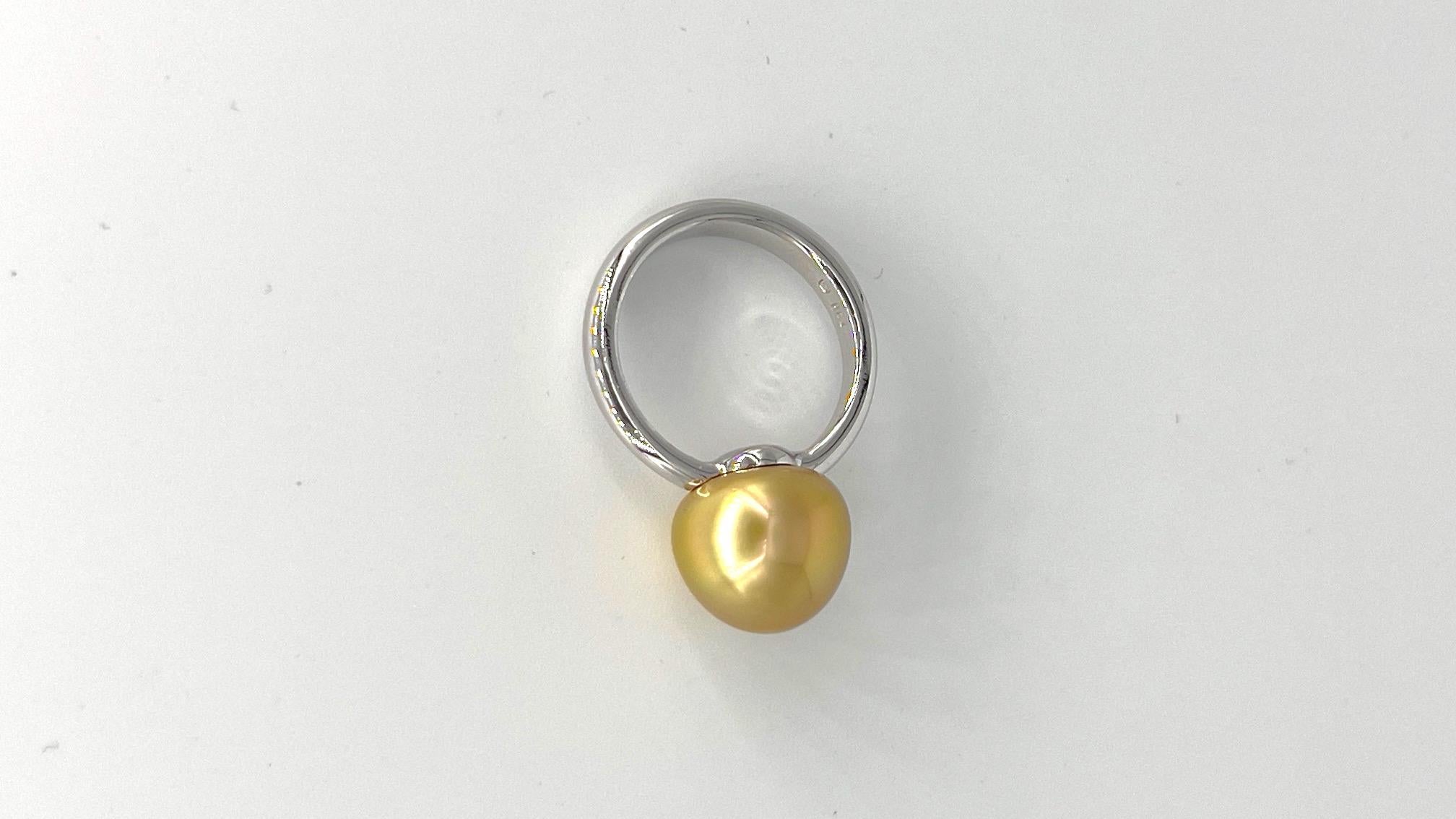 Ring with Golden Pearl from Indonesia by George Lambert, Switzerland For Sale 1