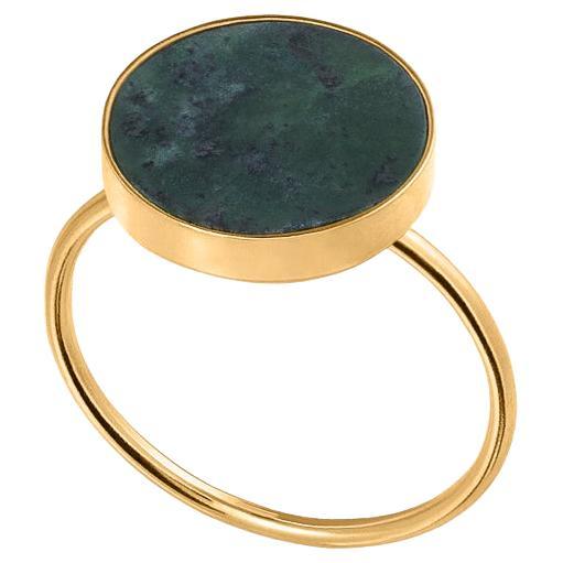 Ring with green nephrite jade gold size 5.5