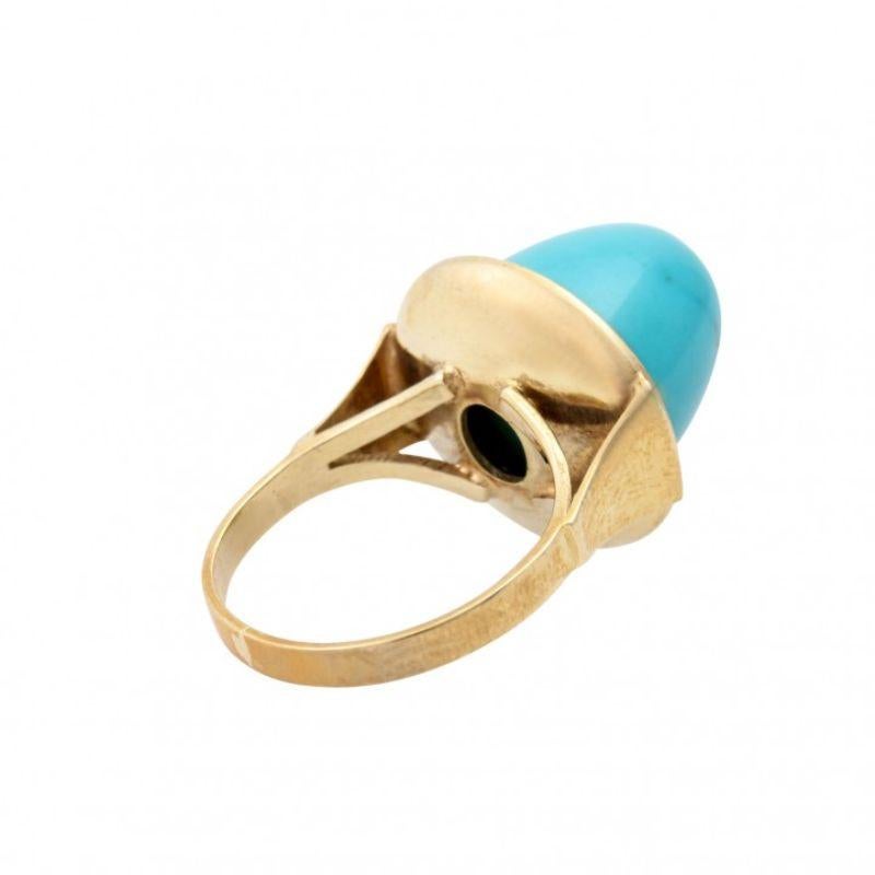 Ring mit hohem türkisfarbenem Cabochon im Zustand „Gut“ im Angebot in Stuttgart, BW