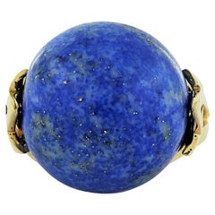 Ring with lapis lazuli 14.3 grams 18k gold ringsize U.S. 8.5 - EU. 18.5(58)