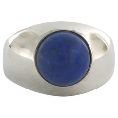 Ring with lapis lazuli 14k white gold