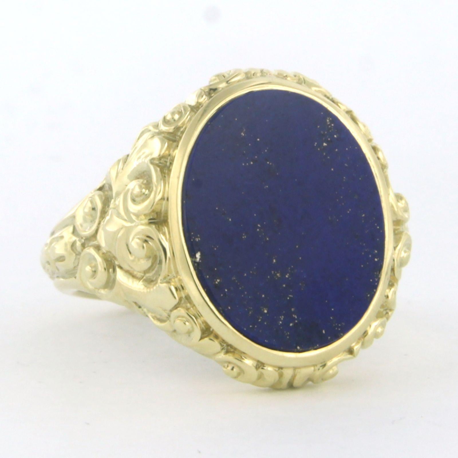 Art Deco Ring with Lapis Lazuli 14k yellow gold For Sale