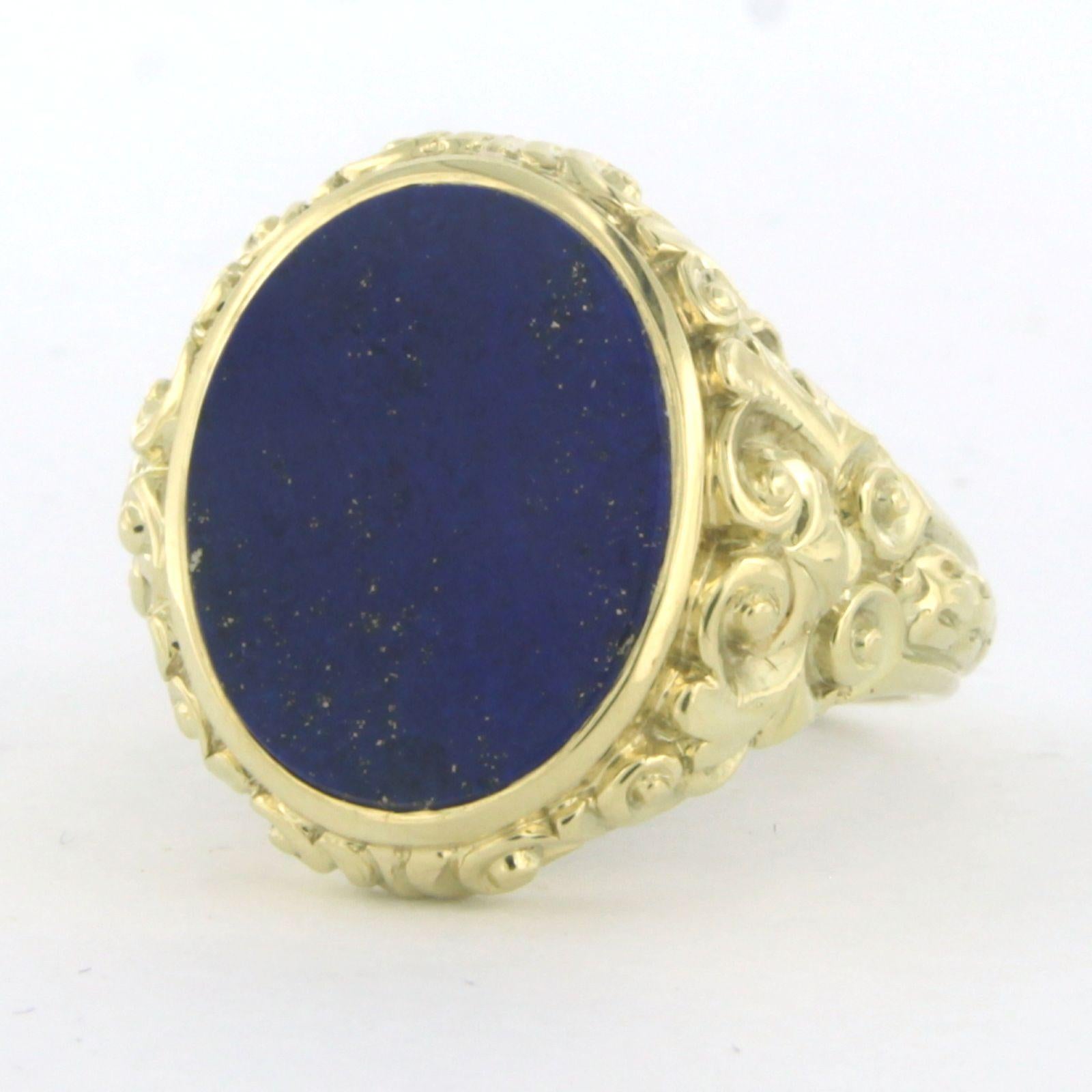 Oval Cut Ring with Lapis Lazuli 14k yellow gold For Sale
