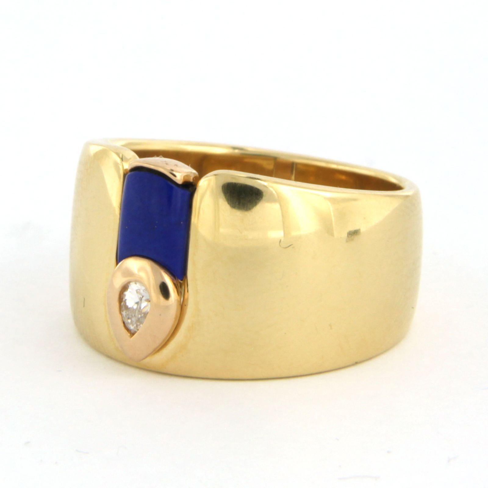 Modern Ring with Lapis Lazuli and Diamond 18k yellow gold For Sale