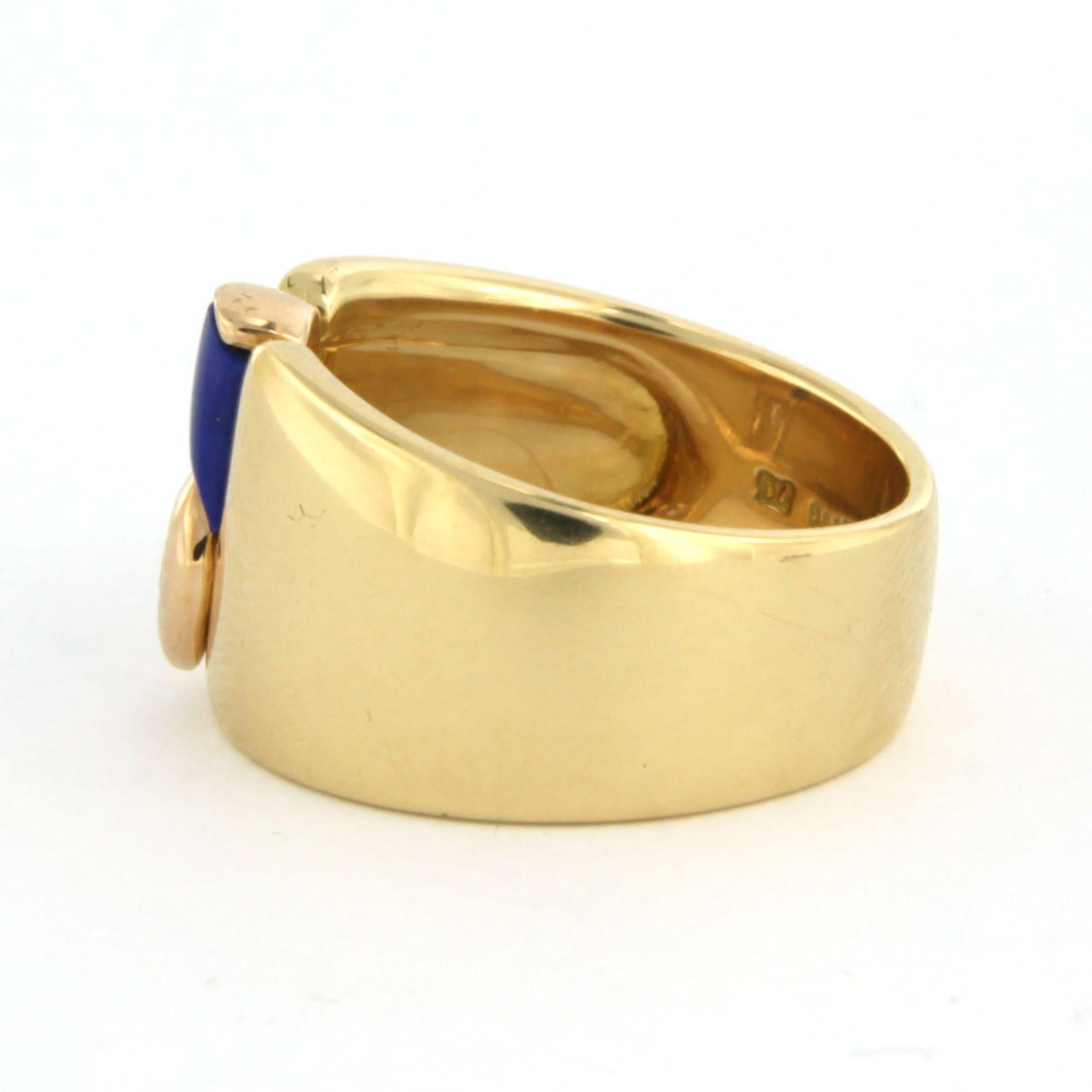Bague en or jaune 18 carats, lapis-lazuli et diamant Pour femmes en vente