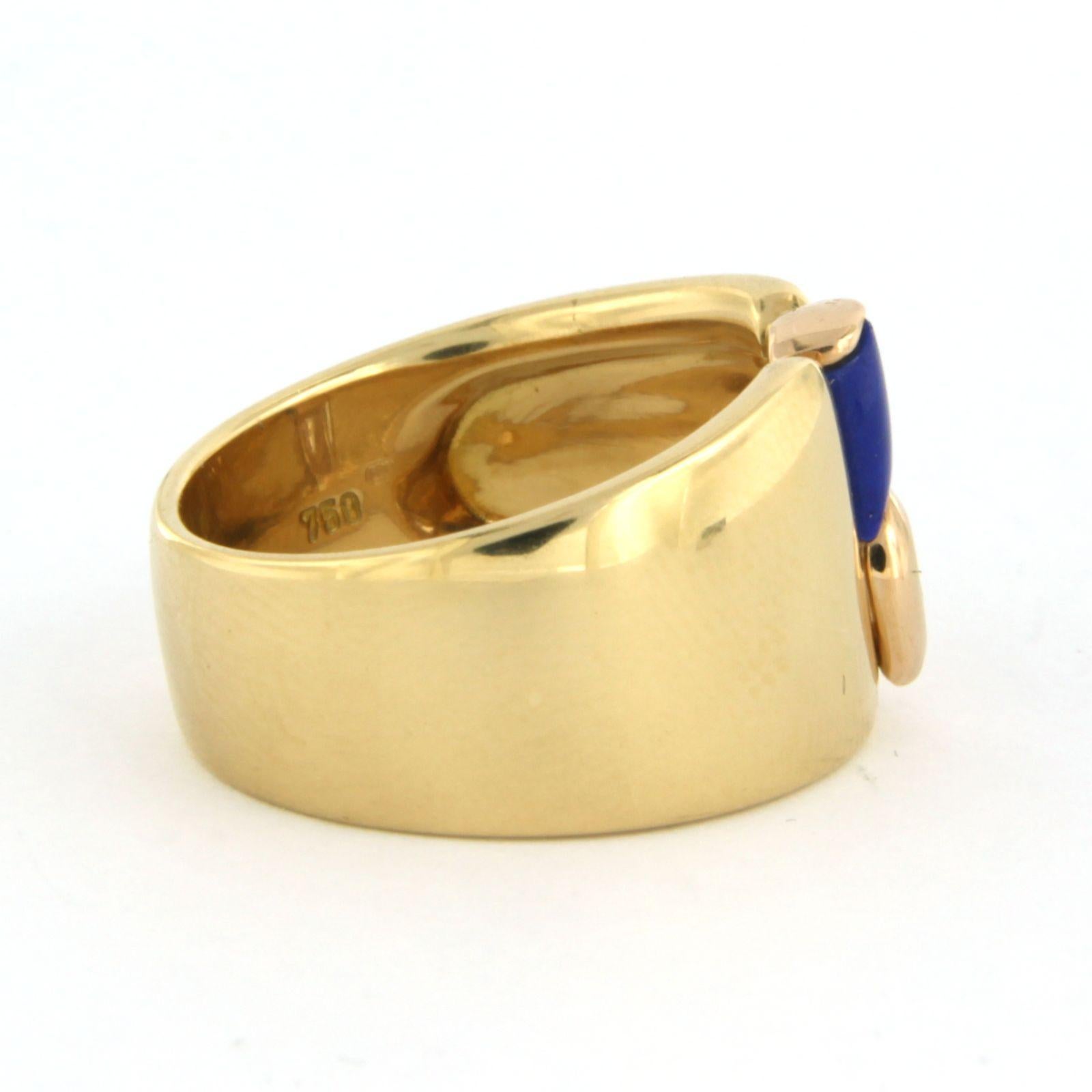 Ring with Lapis Lazuli and Diamond 18k yellow gold For Sale 1