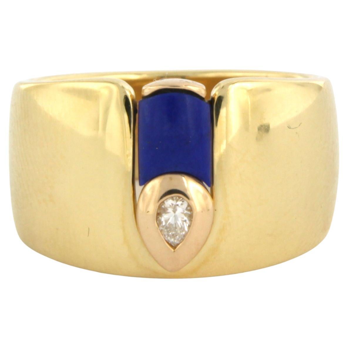 Ring with Lapis Lazuli and Diamond 18k yellow gold For Sale