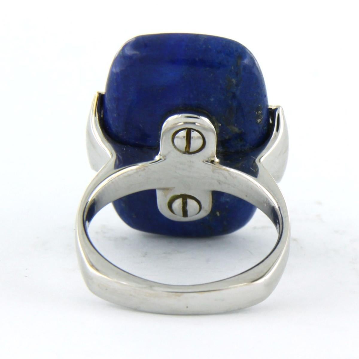 Ring with Lapis Lazuli and diamonds 14k white gold In Good Condition For Sale In The Hague, ZH