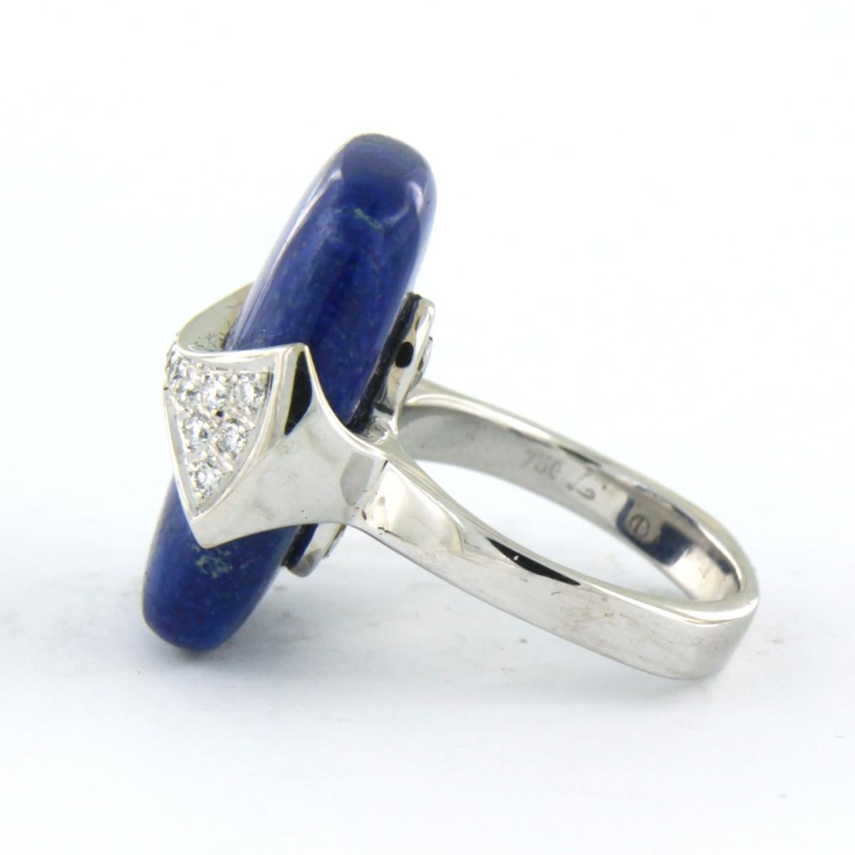 Women's Ring with Lapis Lazuli and diamonds 14k white gold For Sale