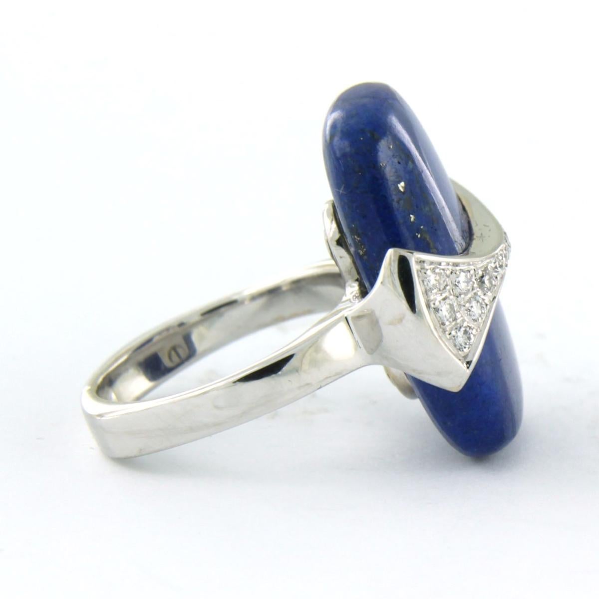 Ring with Lapis Lazuli and diamonds 14k white gold For Sale 1