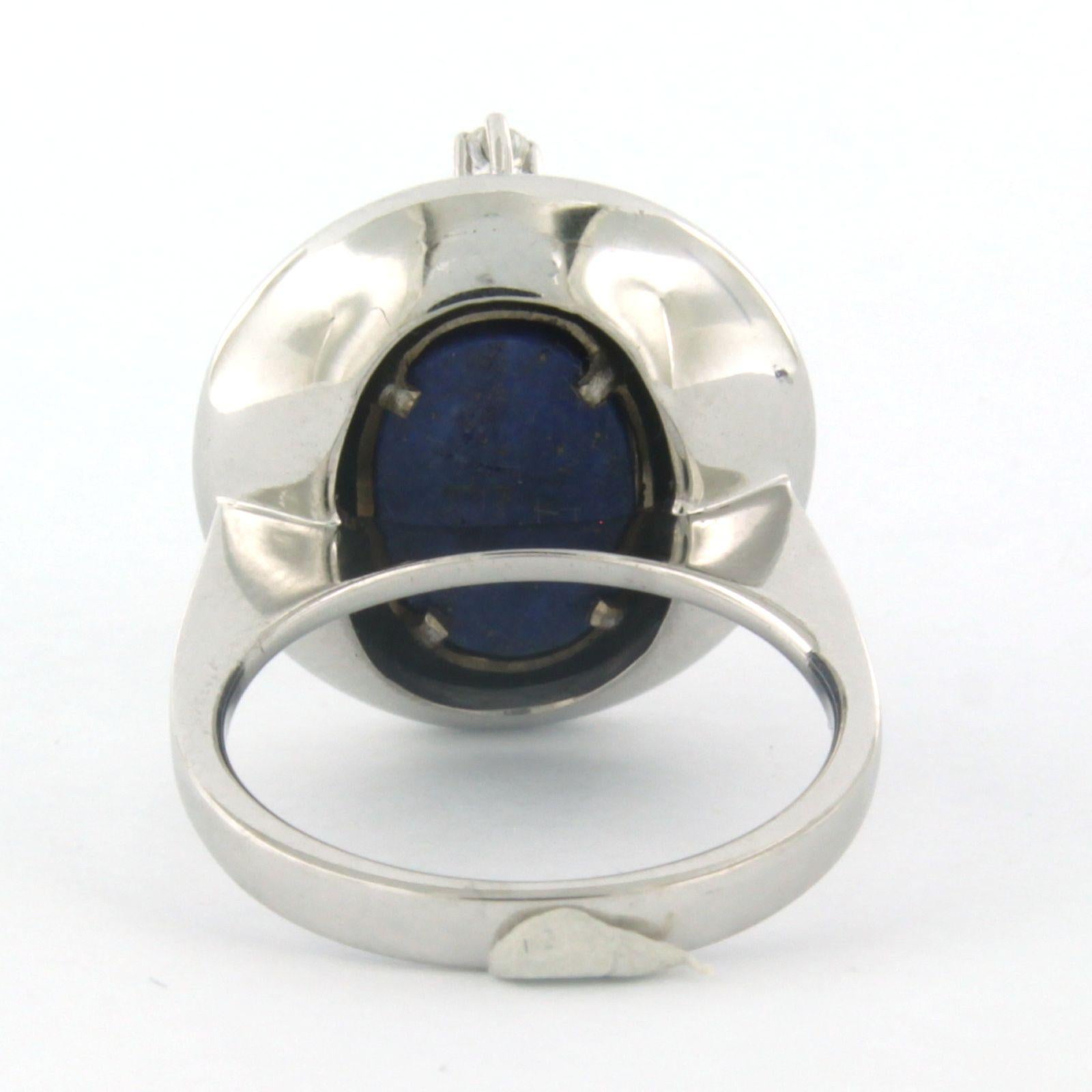 Women's Ring with Lapis Lazuli and diamonds 18k white gold For Sale