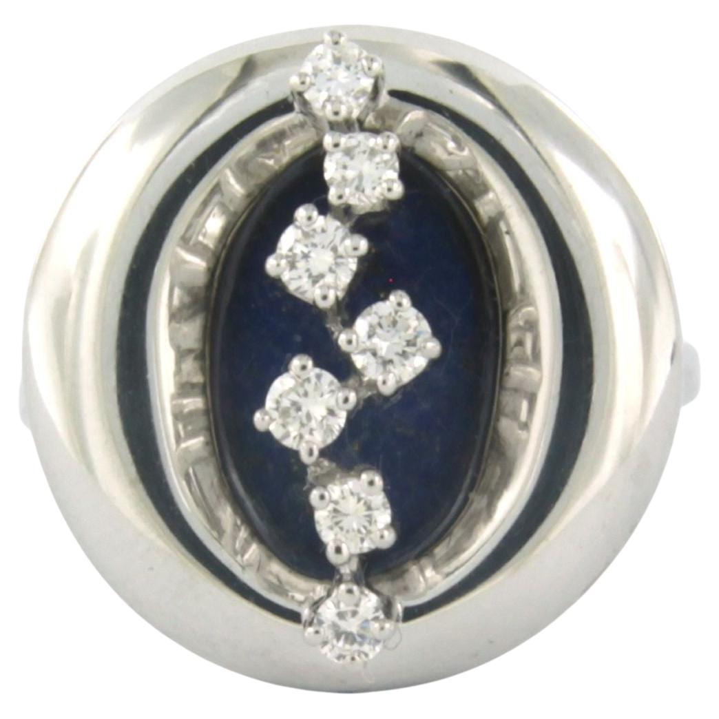 Ring with Lapis Lazuli and diamonds 18k white gold For Sale