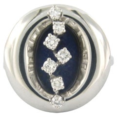 Ring with Lapis Lazuli and diamonds 18k white gold