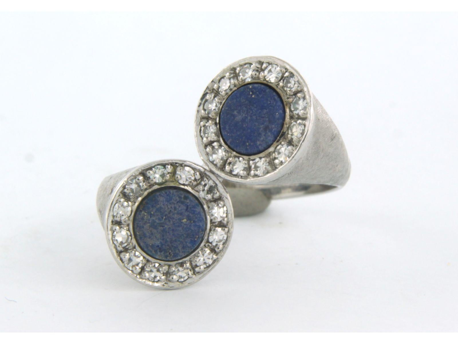 Modern Ring with lapis lazuli and diamonds up to 0.20ct 18k white gold For Sale