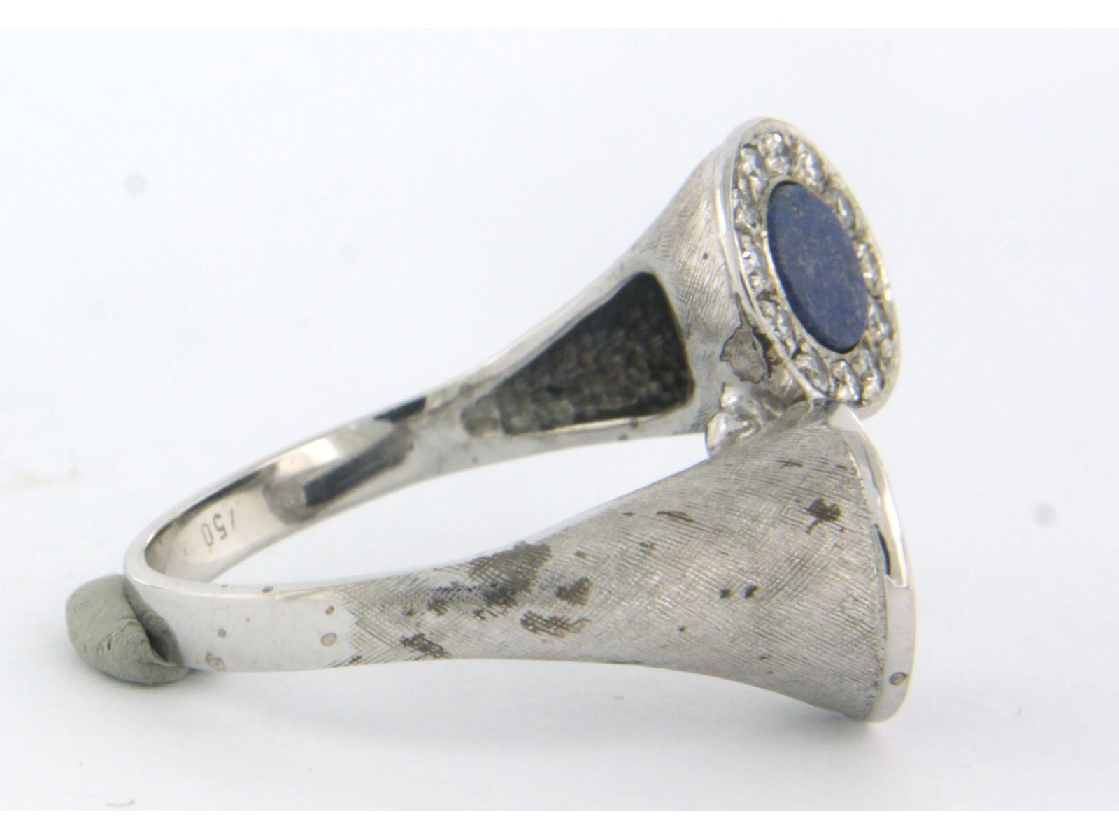 Ring with lapis lazuli and diamonds up to 0.20ct 18k white gold For Sale 1