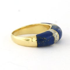 Ring with lapis lazuli and single cut diamonds up to 0.03ct 18k gold