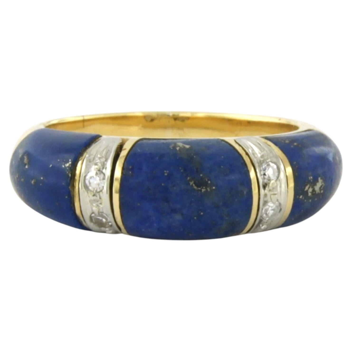 Ring with lapis lazuli and single cut diamonds up to 0.03ct 18k gold