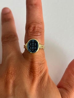 Ring with layered stone 14k gold 5.6 grams