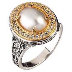 Cocktail Ring with Mabe Pearl and Zircon, Dimitrios Exclusive D84