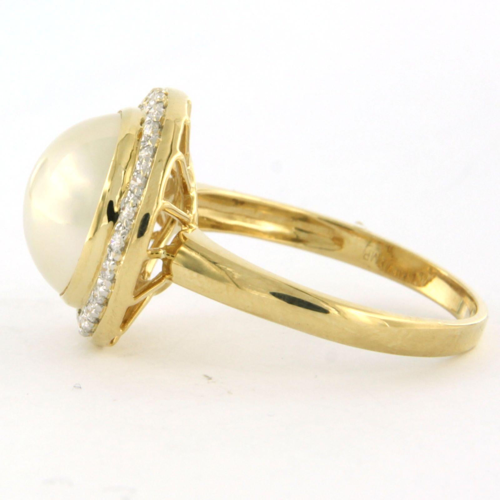 Taglio brillante Ring with mabee pearl and brilliant cut diamonds up to 0.40ct 18k gold in vendita
