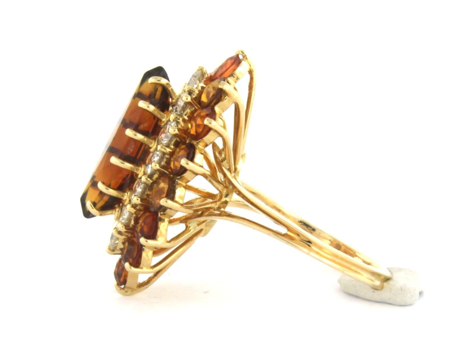 Moderne Bague avec citrine de Madère et diamants taille brillant jusqu'à 1,20ct or 18k en vente