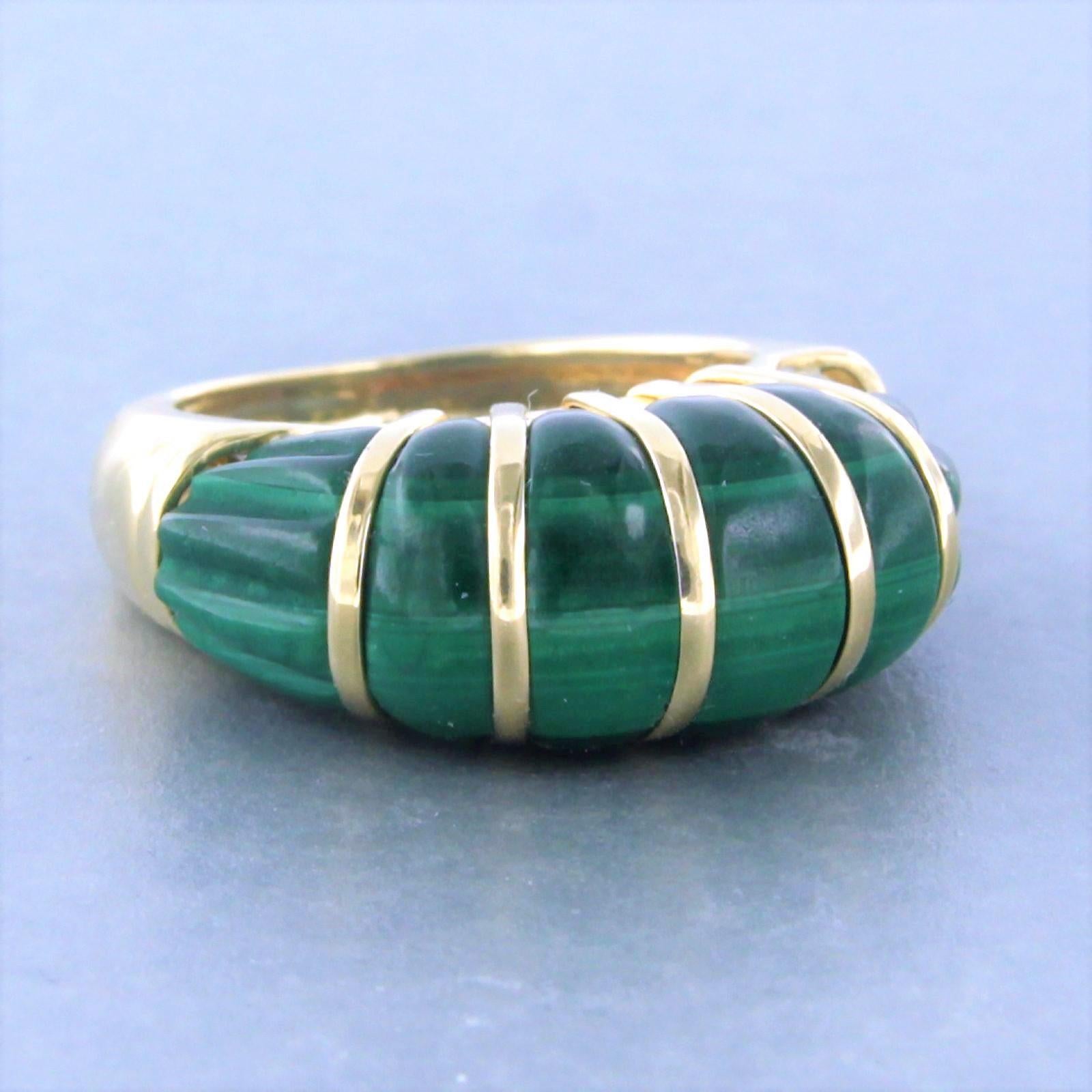 Modern Ring with Malachite 14k yellow gold For Sale