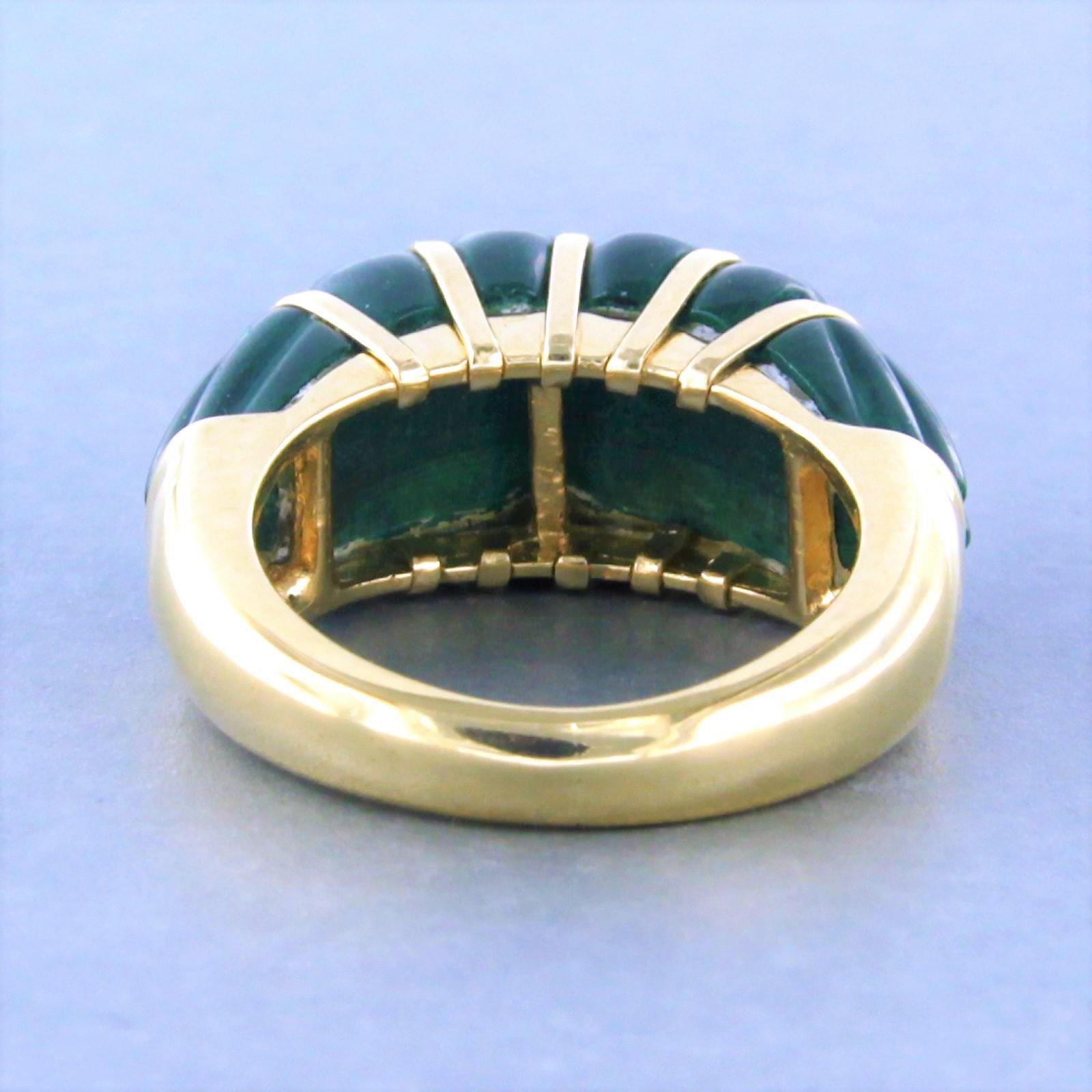 Ring with Malachite 14k yellow gold In Good Condition For Sale In The Hague, ZH