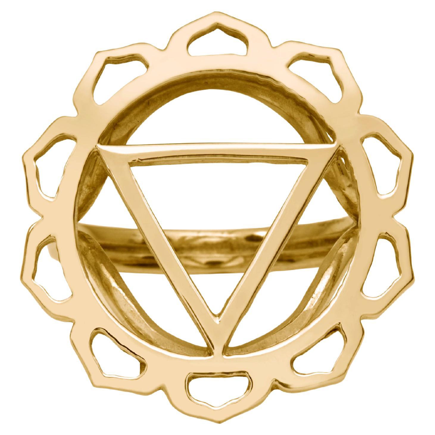 Handgefertigter Yoga-Ring mit Manipura Solar Plexus Chakra in 14Kt Gold