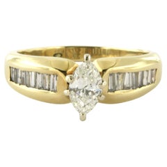 Ring with marquise- and baguette shaped diamonds up to 0.86ct 14k gold