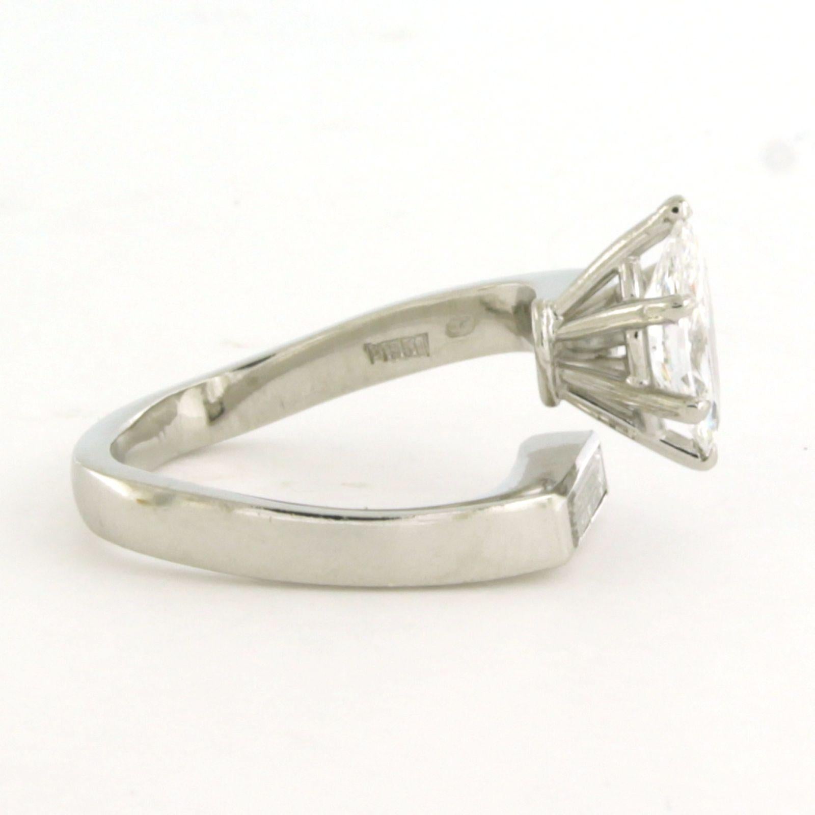 Modern Ring with marquise and baguette shaped diamonds up to 1.40ct platinum 8.0 grams For Sale