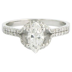 Ring mit Diamanten im Marquise- und Brillantschliff bis zu 0,93ct 14k Gold 2,8 Gramm