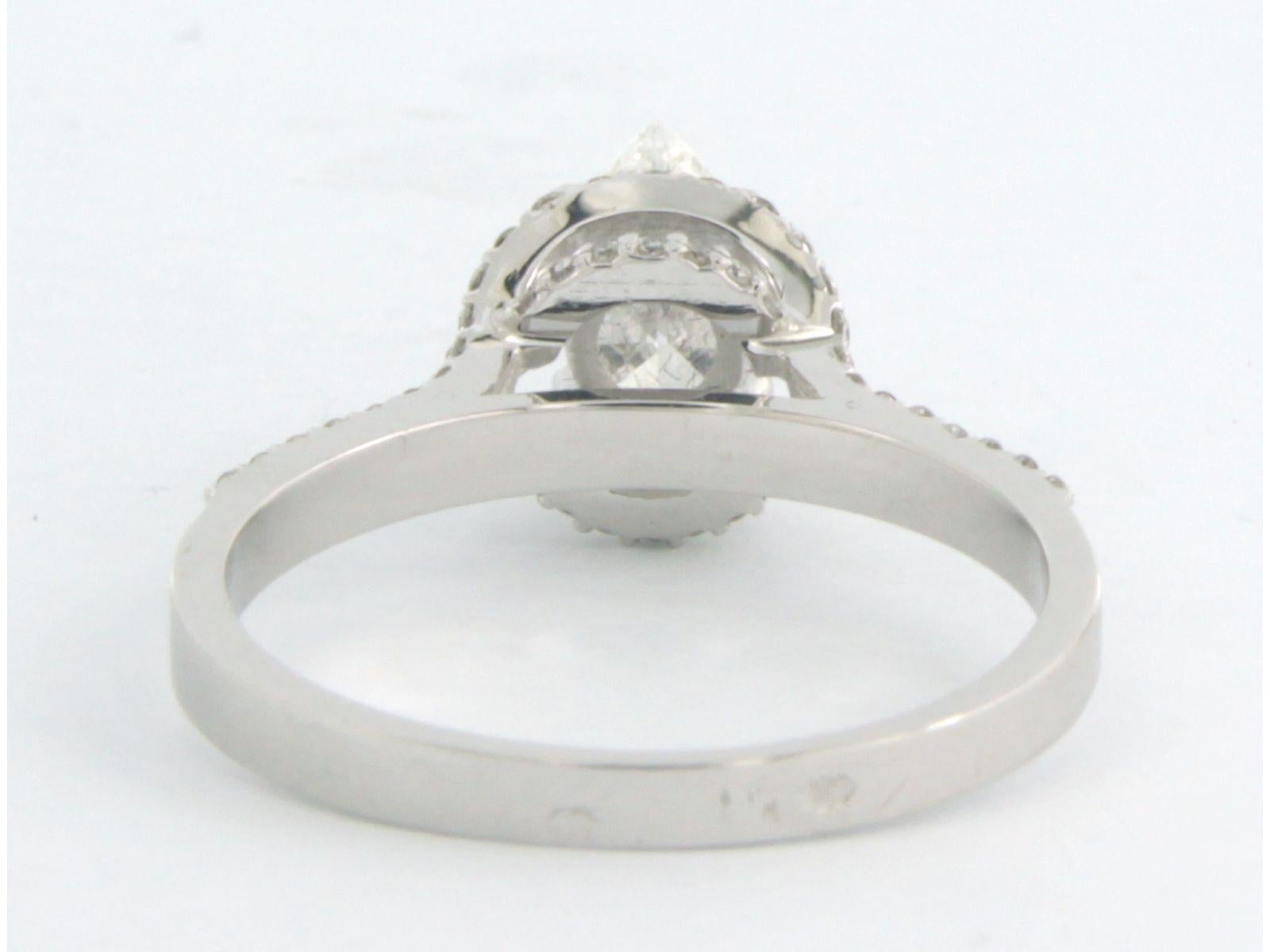 Ring mit Diamanten im Marquise- und Brillantschliff bis zu 0,93 Karat 14k Weißgold im Zustand „Neu“ im Angebot in The Hague, ZH