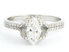 Bague avec diamants de taille marquise et brillant jusqu'à 0,93ct or blanc 14k