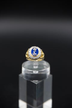 Ring with monogram diamond lapis 18 k