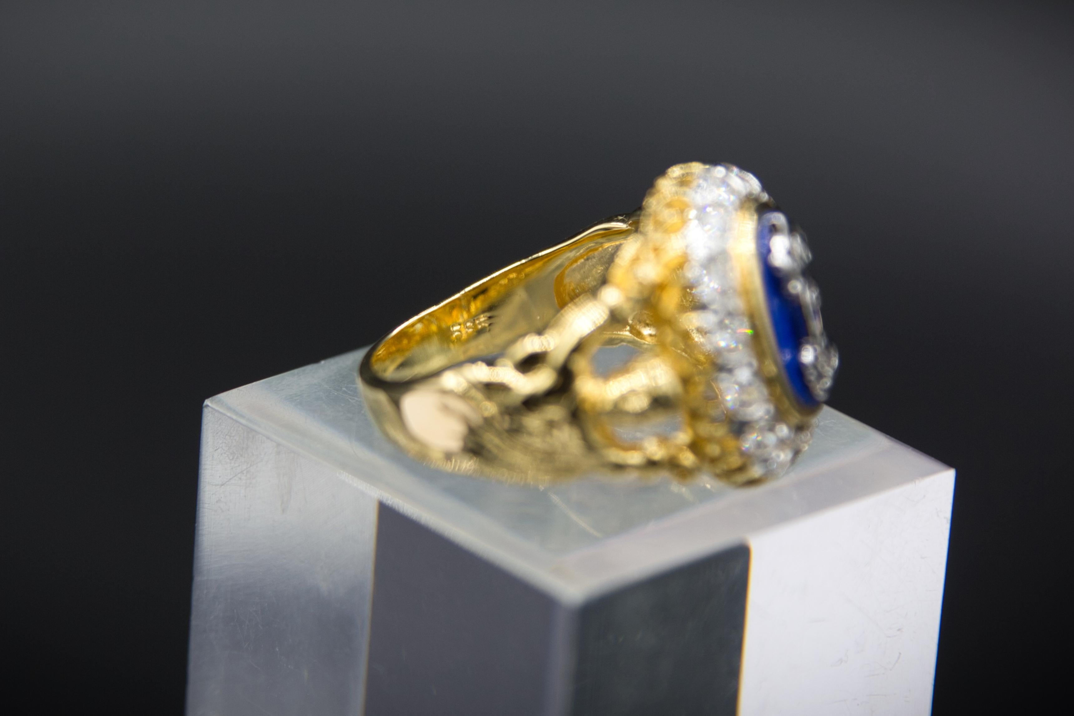 Ring with monogram diamond lapis 18 k In New Condition For Sale In Bad Kissingen, DE