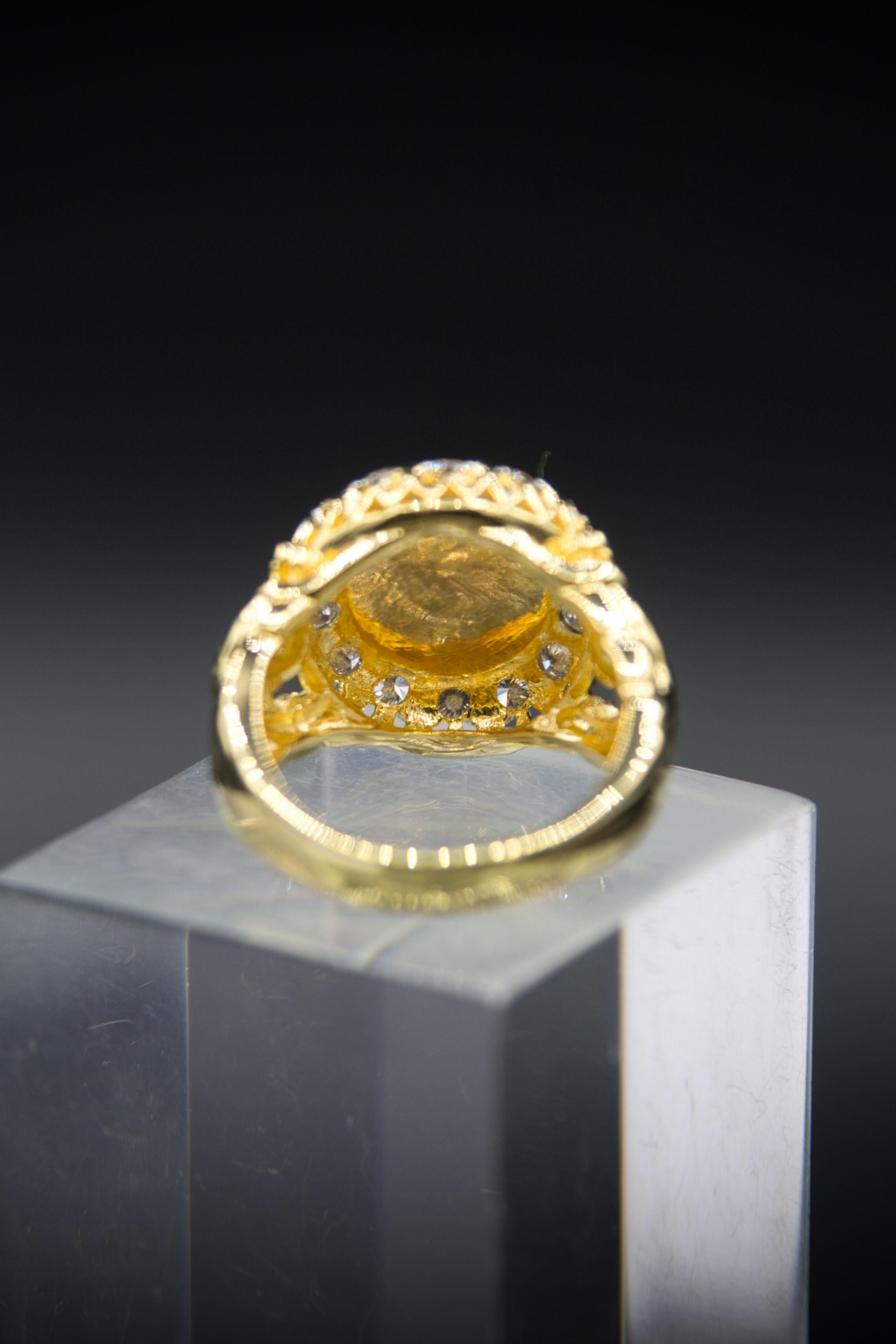 Ring with monogram diamond lapis 18 k For Sale 1