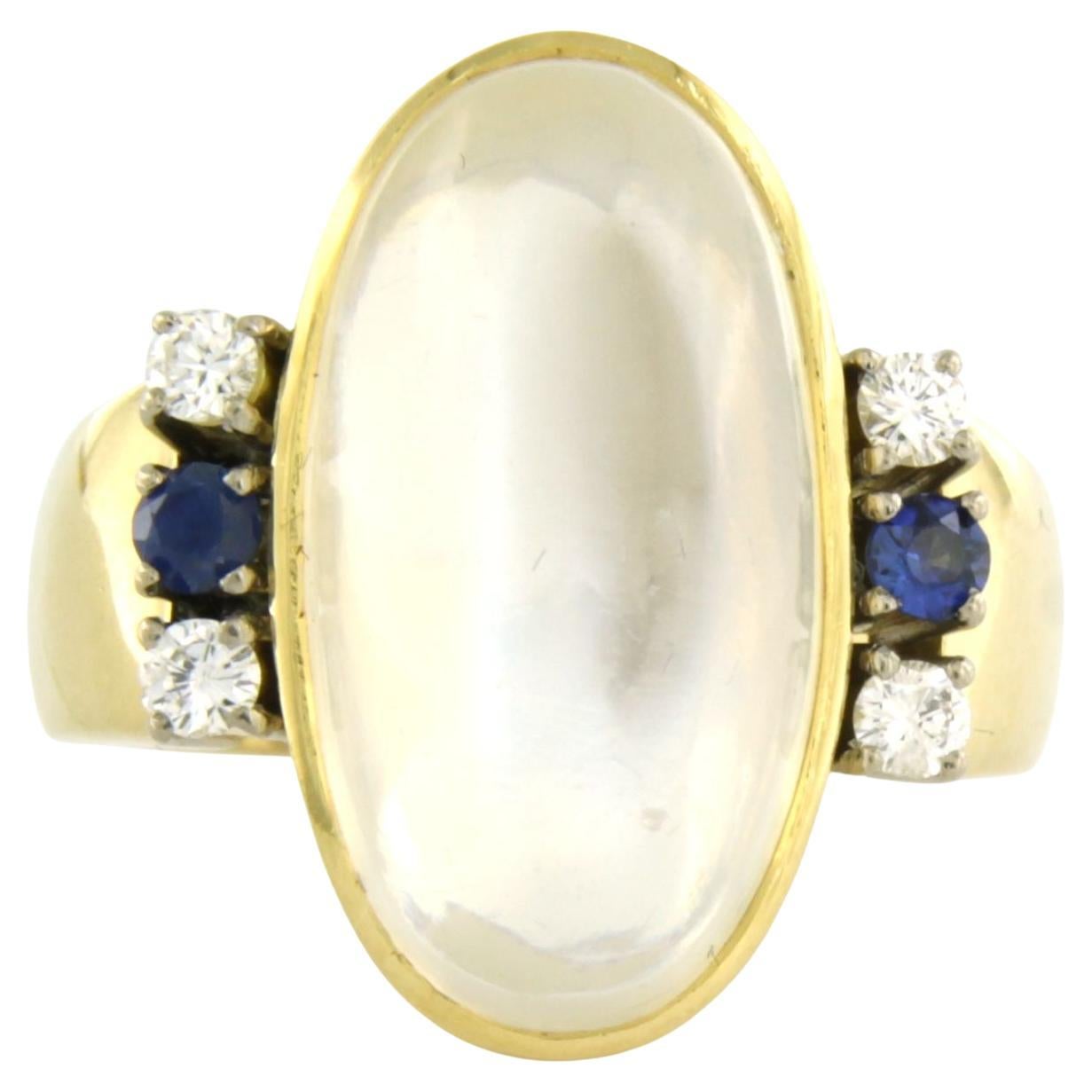 Bague avec pierre de lune, saphir et diamant taille brillant jusqu'à 0,16ct or 18k