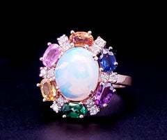 14K Rose Gold Ring with MOP & Diamonds Size 6