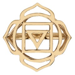 Ring with Muladhara Base Chakra in 14Kt Gold Handcrafted Yoga Gift for her