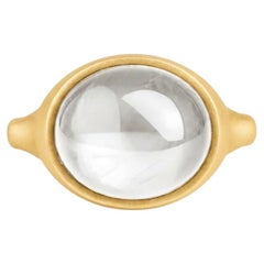 Anello con cabochon in cristallo di rocca naturale