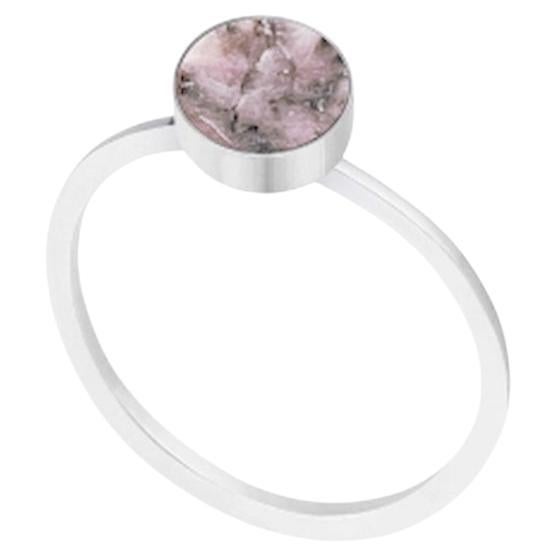 Ring with natural stone of pink colour sterling silver size 5.5 For Sale