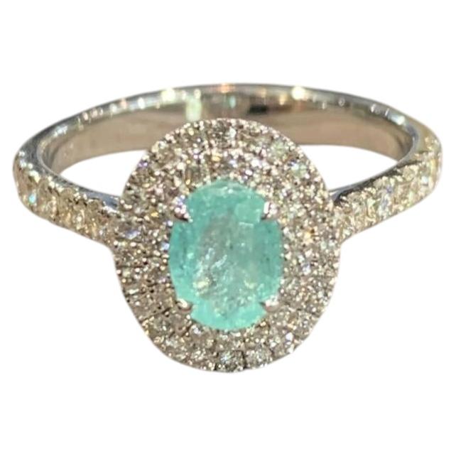 Artisan Women's 0.55ct Neon Blue Paraiba Tourmaline Ring in Silver For Sale