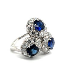Ring with NTE Blue Sapphires & Diamonds in 18 Karat White Gold by Meister