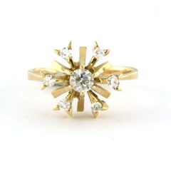 Ring with old European and single cut diamonds up to 0.40ct 18k yellow gold
