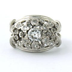 Ring with old European and single cut diamonds up to 0.90ct Platinum