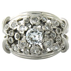 Ring with old European and single cut diamonds up to 0.90ct Platinum
