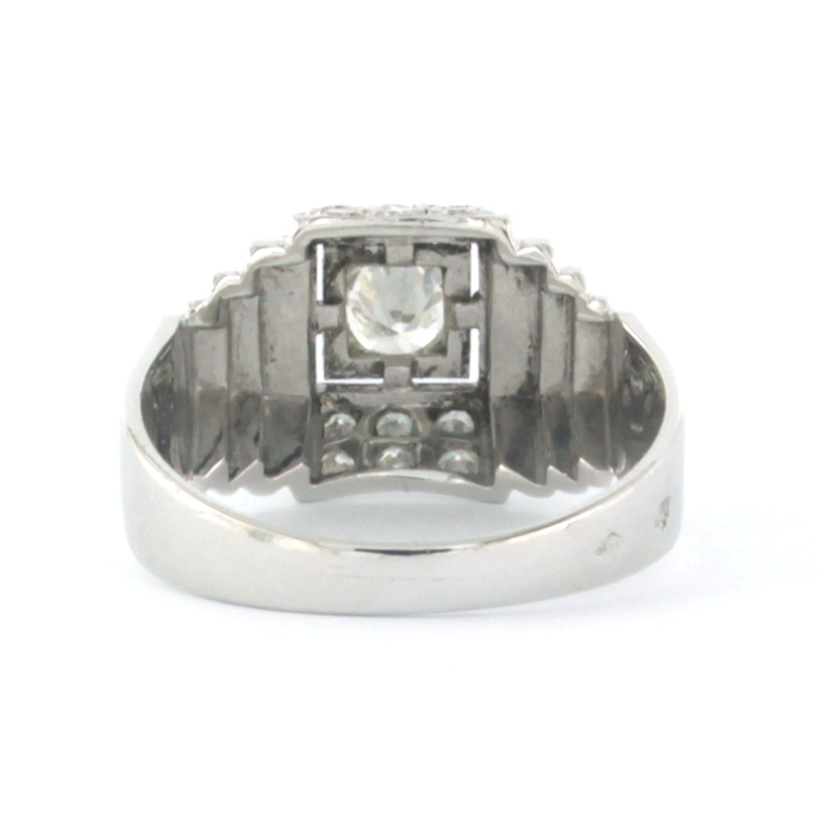 Old European Cut Ring with old EUropean cut and single cut diamonds up to 0.54ct platinum For Sale