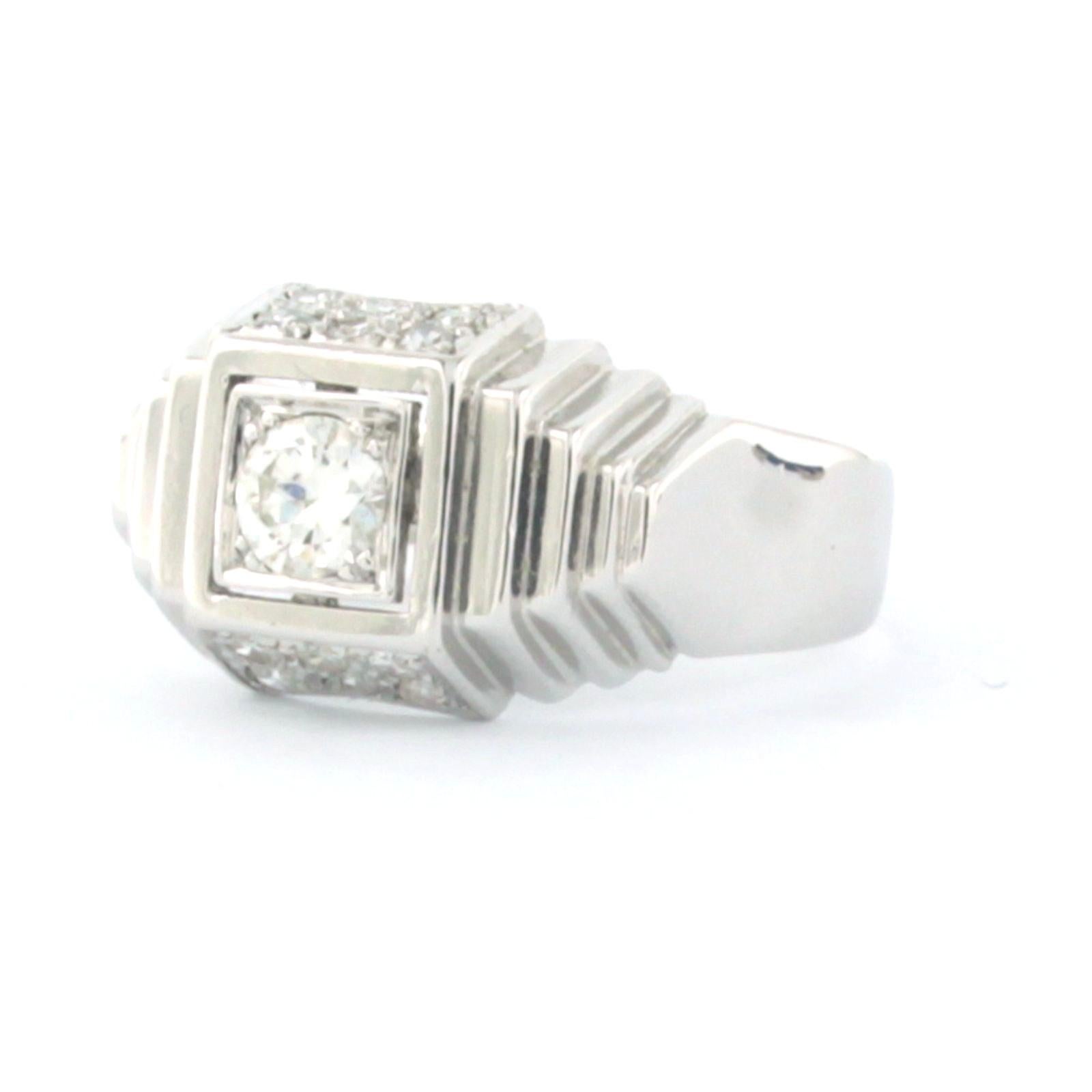 Ring with old EUropean cut and single cut diamonds up to 0.54ct platinum For Sale 1