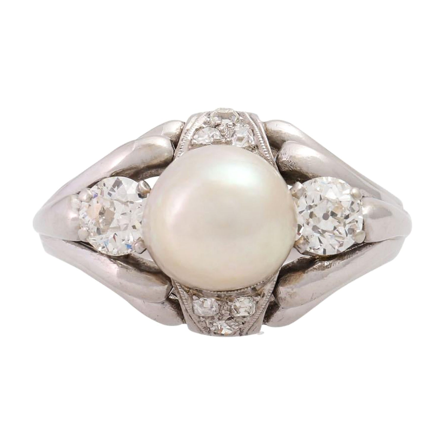 Ring with Old European Cut Diamonds Total Approx. 1.0 Ct, For Sale