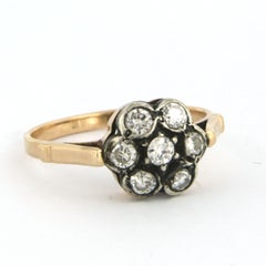 Ring with old European cut diamonds up to 0.50ct 14k gold and silver